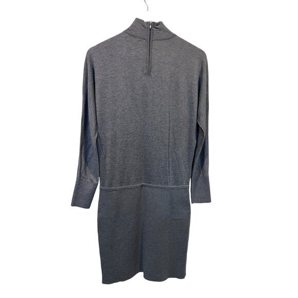White House Black Market Womens Gray Mock Neck Fine Knit Sweater Dress Small - Picture 2 of 12